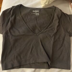 Garage Women's Ribbed Charcoal Crop Top
